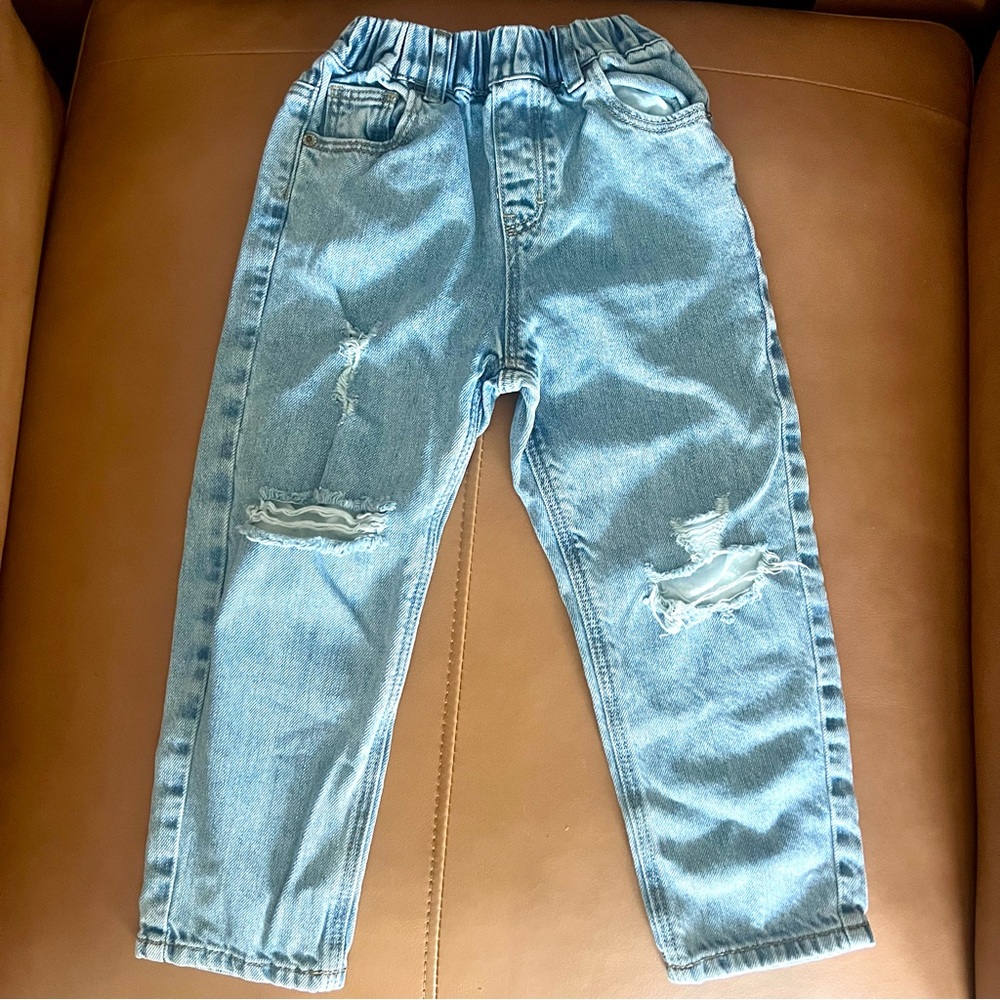 KIDSCOOL SPACE Girls Slim Fit Pull On Jeans,Ribbed Waistband Stretch Denim Pants